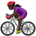 🚴🏿‍♀️ woman biking: dark skin tone display on Apple